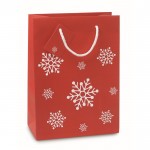 Bolsa con copos de nieve mediana color rojo