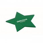 Posavasos con logotipo forma de estrella de color verde vista principal