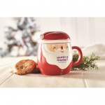 Taza de Papá Noel con tapa color rojo vista bodegón principal