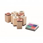 Set de 8 sellos de madera con tintas color natural septima vista