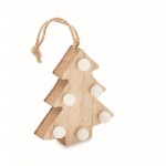 Árbol colgante navideño de madera con luces LED color madera