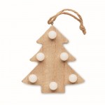 Árbol colgante navideño de madera con luces LED color madera tercera vista