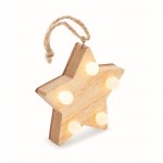 Estrella colgante navideña de madera con iluminación LED color madera segunda vista