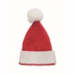 Gorro navideño de acrílico elástico suave con puño y borla color rojo