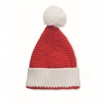 Gorro navideño de acrílico elástico suave con puño y borla color rojo segunda vista