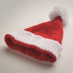 Gorro navideño de acrílico elástico suave con puño y borla color rojo vista fotografía tercera vista