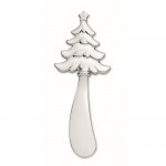 Cuchillo de queso de zinc con motivo de árbol navideño en mango color plateado mate