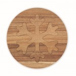 Juego de 2 salvamanteles de madera de acacia en forma de copo de nieve color madera sexta vista