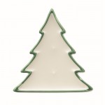 Vela de cera vegetal en soporte con forma de árbol de navidad color verde tercera vista