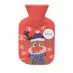 Bolsa de agua caliente con forro navideño y capacidad de 250ml color rojo vista de impresión