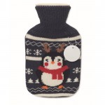 Bolsa de agua caliente con forro navideño y capacidad de 250ml color azul marino