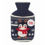 Bolsa de agua caliente con forro navideño y capacidad de 250ml color azul marino vista principal