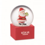 Bola de cristal pequeña con un Papá Noel dentro con base de poliresina color rojo tercera vista principal
