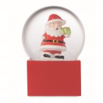 Bola de cristal pequeña con un Papá Noel dentro con base de poliresina color rojo tercera vista