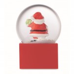 Bola de cristal pequeña con un Papá Noel dentro con base de poliresina color rojo cuarta vista