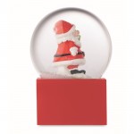 Bola de cristal pequeña con un Papá Noel dentro con base de poliresina color rojo quinta vista