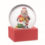 Bola de cristal con un Papá Noel dentro con base de poliresina color rojo