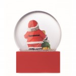 Bola de cristal con un Papá Noel dentro con base de poliresina color rojo cuarta vista