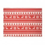 Manta polar de RPET con estampado navideño y tarjeta 190g/m2 color rojo tercera vista