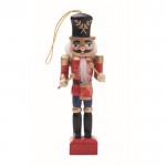 Colgate navideño de madera en forma del clásico Cascanueces pequeño color rojo segunda vista