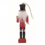 Colgate navideño de madera en forma del clásico Cascanueces pequeño color rojo tercera vista