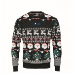 Jersey de estampado navideño con 10 luces LED talla S/M color negro vista de impresión