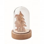 Adorno de Navidad de madera en carcasa transparente con luz LED color madera