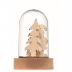 Adorno de Navidad de madera en carcasa transparente con luz LED color madera quinta vista