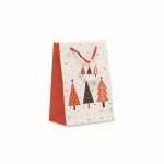Bolsa de regalo de papel con temática de Navidad tamaño pequeño color blanco