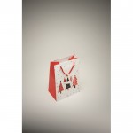 Bolsa de regalo de papel con temática de Navidad tamaño pequeño color blanco vista fotografía cuarta vista