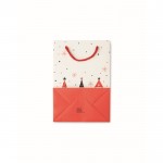 Bolsa de regalo de papel con temática de Navidad tamaño pequeño color blanco sexta vista