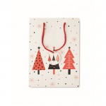 Bolsa de regalo de papel con temática de Navidad tamaño mediano color blanco tercera vista