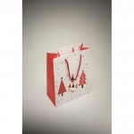 Bolsa de regalo de papel con temática de Navidad tamaño mediano color blanco vista fotografía cuarta vista