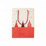 Bolsa de regalo de papel con temática de Navidad tamaño mediano color blanco sexta vista