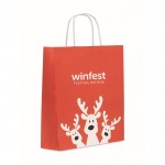 Bolsa de regalo navideña de papel en tamaño mediano hecho en EU color rojo vista principal