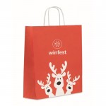 Bolsa de regalo navideña de papel en tamaño grande hecho en EU color rojo vista principal