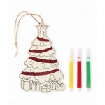 Adorno colgante de Navidad en forma de árbol de madera para colorear color madera
