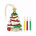 Adorno colgante de Navidad en forma de árbol de madera para colorear color madera segunda vista
