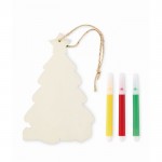 Adorno colgante de Navidad en forma de árbol de madera para colorear color madera tercera vista
