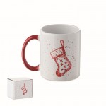 Taza de cerámica con diseño navideño y asa a juego 300ml color rojo