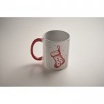 Taza de cerámica con diseño navideño y asa a juego 300ml color rojo vista fotografía