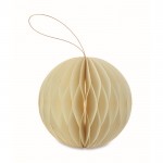 Adorno de papel plegable en forma de bola de Navidad personalizable color beige cuarta vista