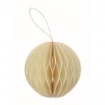 Adorno de papel plegable en forma de bola de Navidad personalizable color beige sexta vista