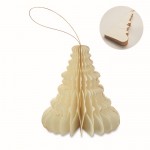 Colgante de papel plegable en forma de árbol de Navidad personalizable color beige