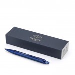 Bolígrafo metálico monocromo con botón de clic tinta azul Parker color azul vista de impresión
