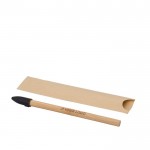 Lápiz infinito de bambú con punta de grafito y tapón protector color marrón vista de impresión