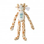 Jirafa de peluche con velcro en las manos y etiqueta personalizable color multicolor vista de impresión