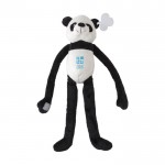 Panda de peluche con velcro en las manos y etiqueta con logo color multicolor vista de impresión