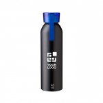 Botella de aluminio reciclado con acabado mate y tapón de color 650ml color azul claro vista de impresión