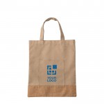 Bolsa de RPET y corcho con bolsillo delantero y asas cortas color caqui vista de impresión